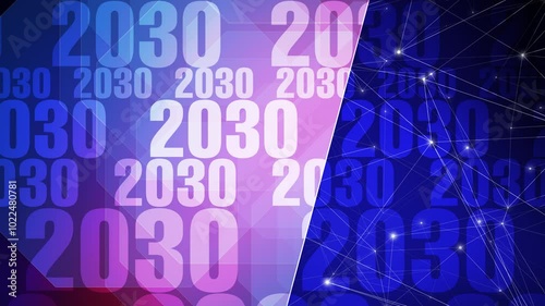 Presentation of annual year 2030 background with digital calendar dynamic design, and modern theme success