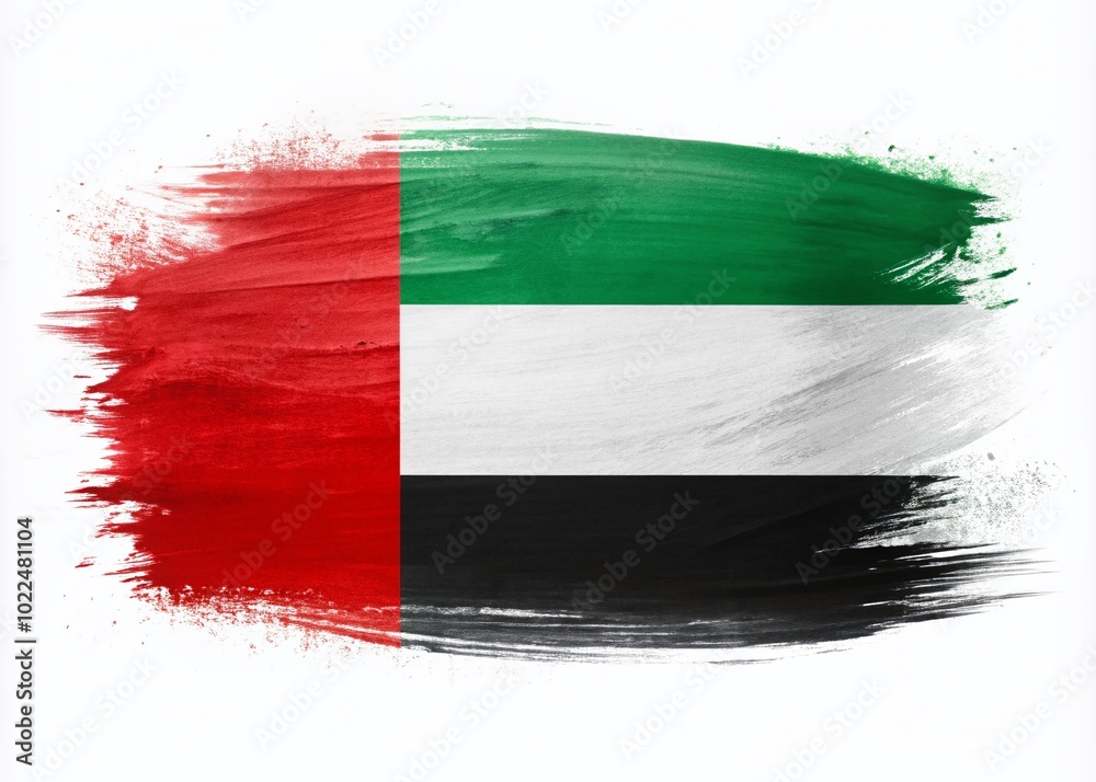 UAE Flag Silhouette on Brush Stroke - Artistic Representation of United Arab Emirates Culture and Identity UAE Flag Silhouette on Brush Stroke - Artistic Representation of United Arab Emirates Culture and Identity