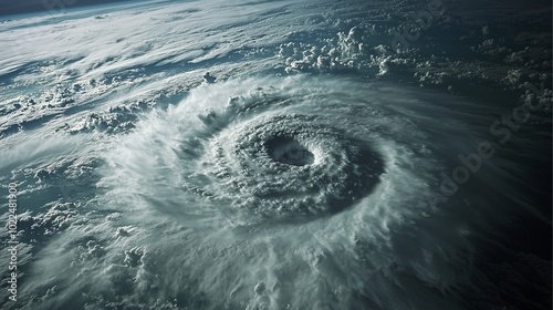 Aerial view of a massive storm system forming a tornado, symbolizing nature's power.