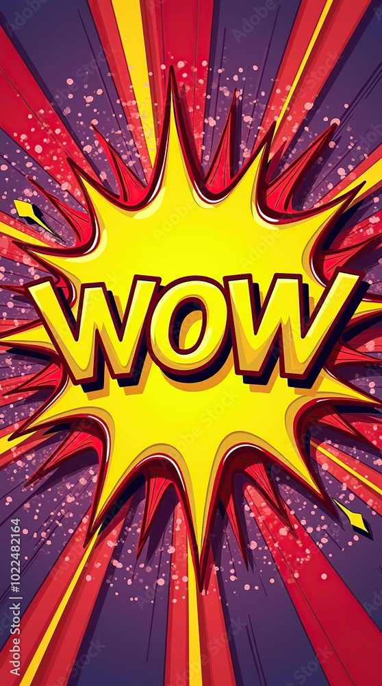 Fototapeta premium Bright colorful comic book style explosion with 'Wow' emphasis