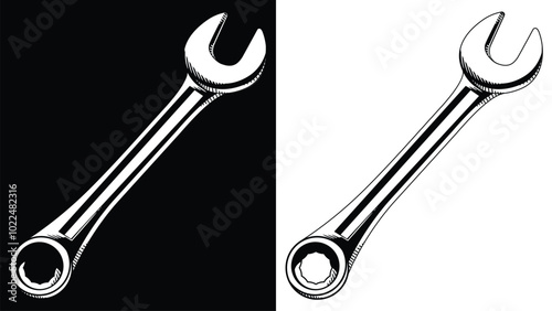 Silhouette Wrench Ratchet Head Mechanic Spanner