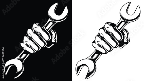 Silhouette Fist Punch Wrench Mechanic Spanner