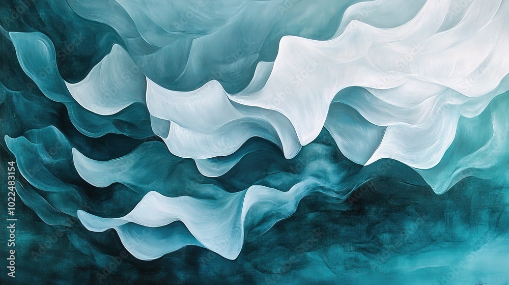 Obraz premium Abstract Waves in Soft Blue Tones