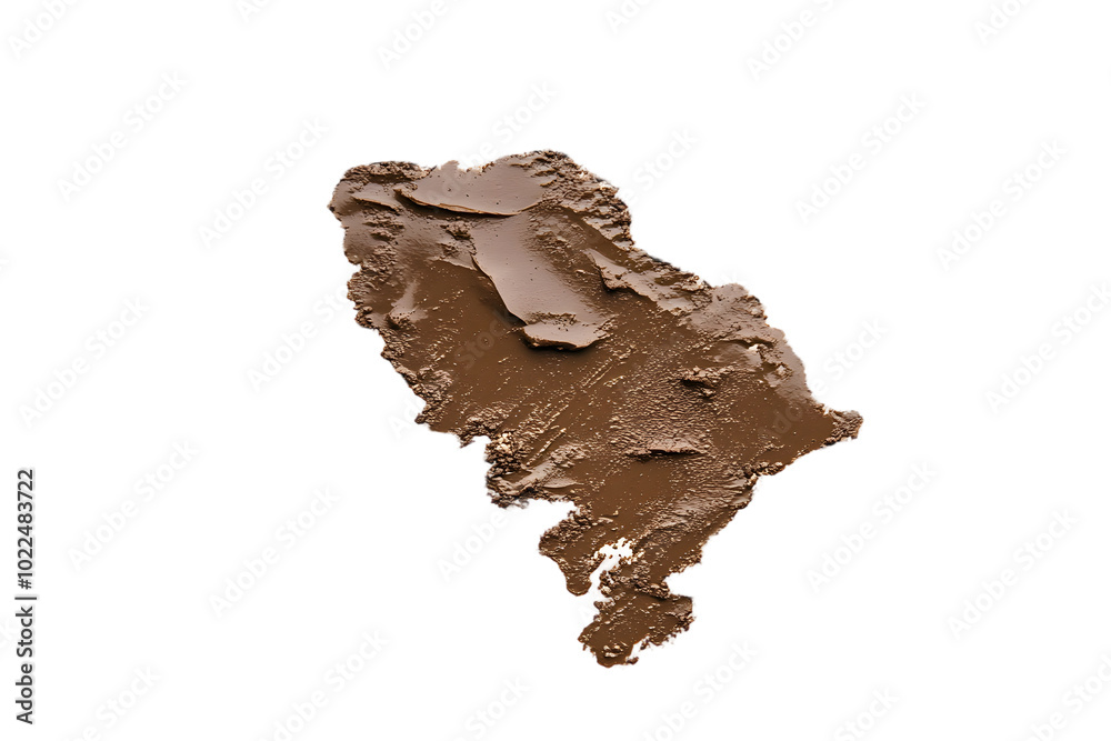 Obraz premium Wet mud, stains texture isolated on white, top view, clipping path