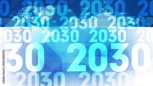 New year 2030 background with annual calendar futuristic font, and dynamic technology for successful presentations