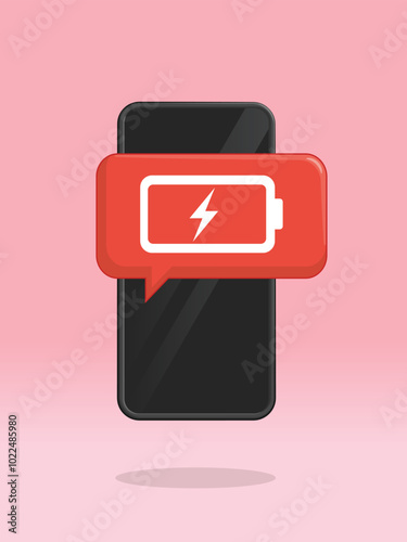 Smartphone Battery Empty Push Notification Warning