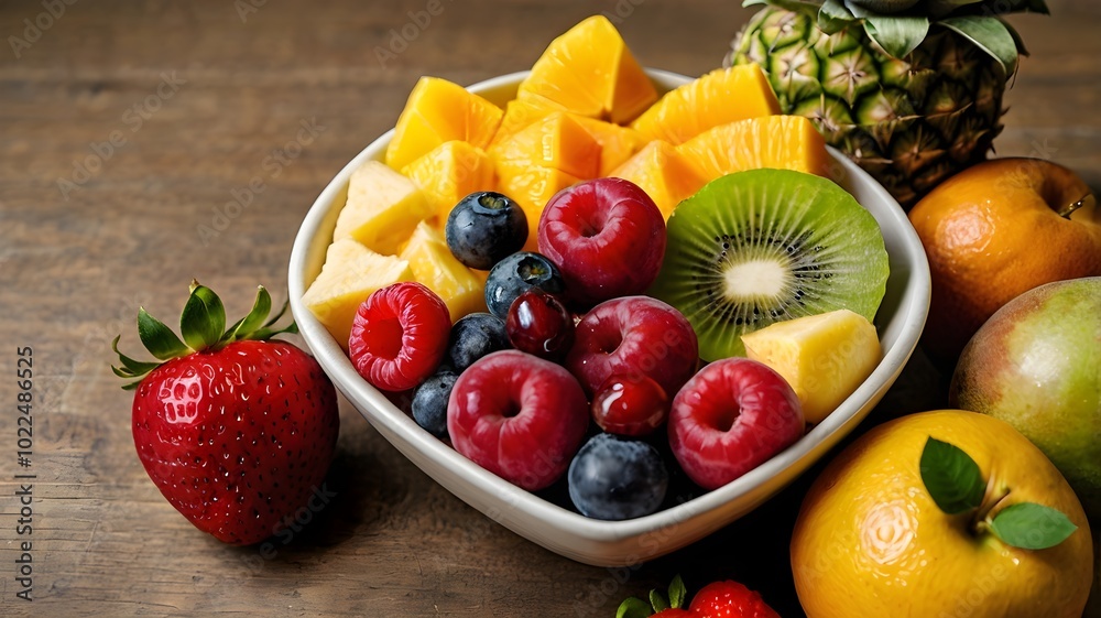 fruit salad in a bowl A delicious taste that comes in many flavors. fruit salad in a bowl A delicious taste that comes in many flavors.