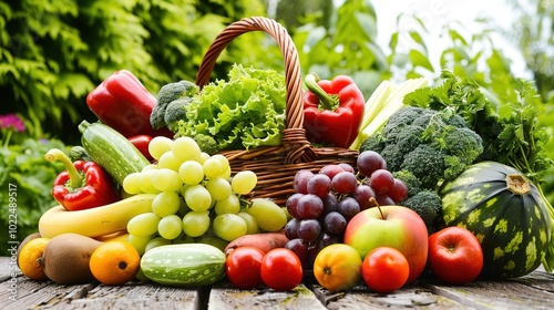 Close-up of vibrant fresh vegetables and fruits on wooden table, symbolizing healthy blood pressure foods, emphasizing natural nutrition and wellness.