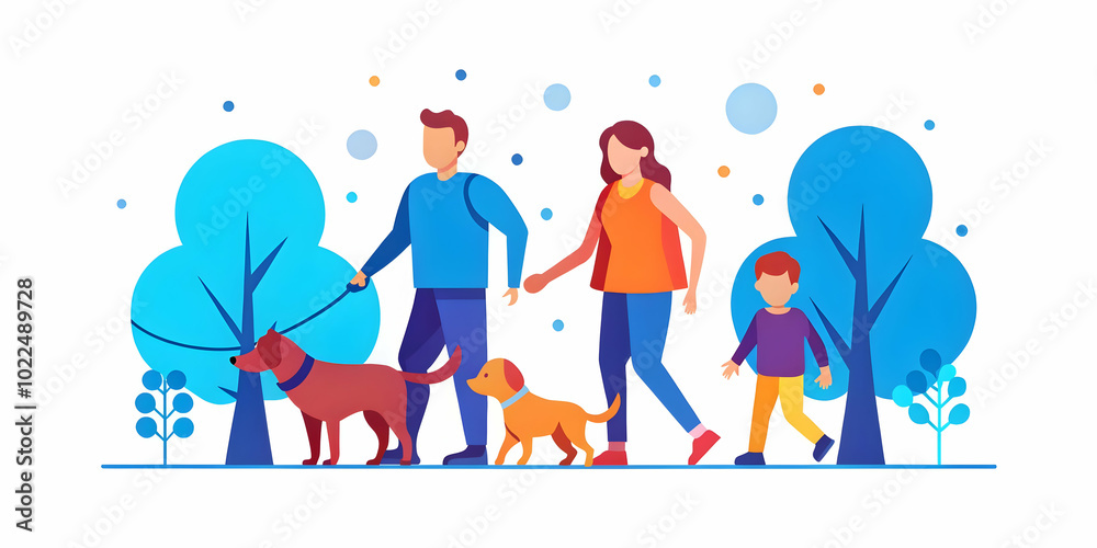 Bokeh Family Walk with Dog in Sunlit Park - Heartwarming Concept of Family Bonding and Pet Love in Soft Focus Background Bokeh Family Walk with Dog in Sunlit Park - Heartwarming Concept of Family Bonding and Pet Love in Soft Focus Background