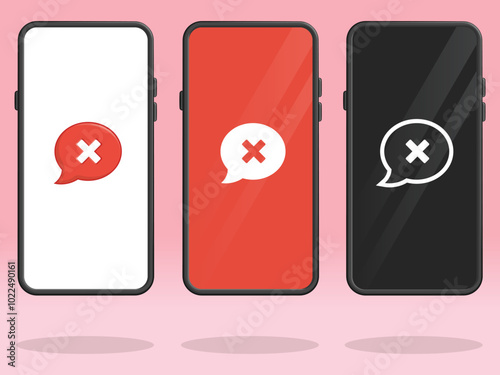 Smartphone Chat Cross X Bubbles Screen Display