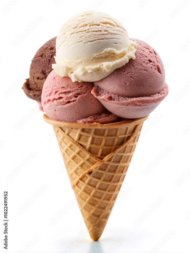 Neapolitan ice cream isolated on white background Neapolitan ice cream isolated on white background