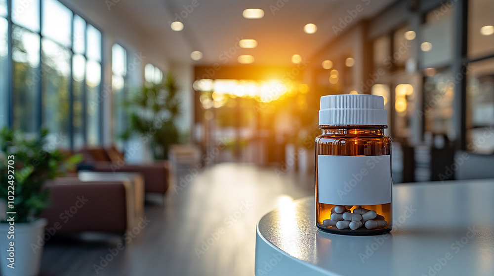 clear, empty pill bottle stands in sharp focus against a softly blurred background, symbolizing emptiness, potential, and the search for healing or answers in a complex world clear, empty pill bottle stands in sharp focus against a softly blurred background, symbolizing emptiness, potential, and the search for healing or answers in a complex world