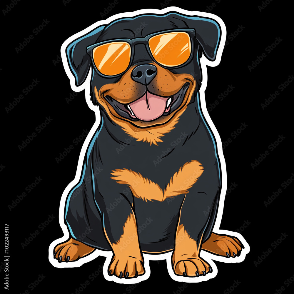 Rottweiler Dog With Sunglasses Cute Kawaii Style Full Rottweiler Dog With Sunglasses Cute Kawaii Style Full