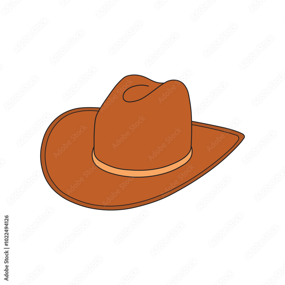 kids drawing Vector illustration cowboy hat flat cartoon isolated kids drawing Vector illustration cowboy hat flat cartoon isolated