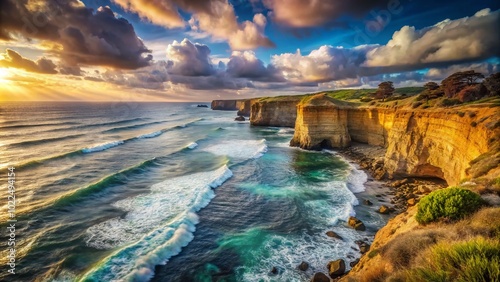 Vintage Style Photography of the Impressive Cliffs of Bluff Cove in Stunning Natural Landscape