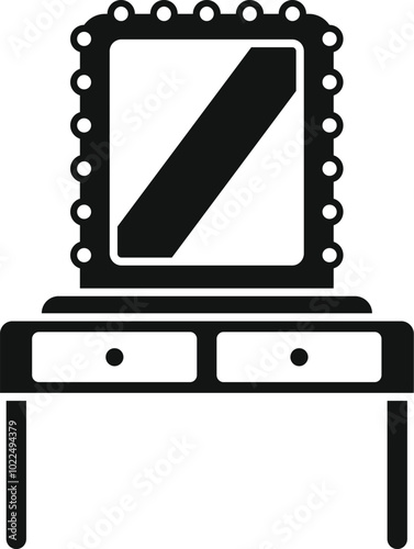 Simple vector icon of a dressing table with mirror for web design isolated on white background