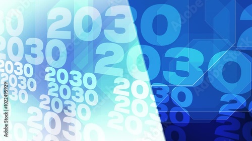 Annual calendar year 2030 background with bold graphics and futuristic design for dynamic visual timeline