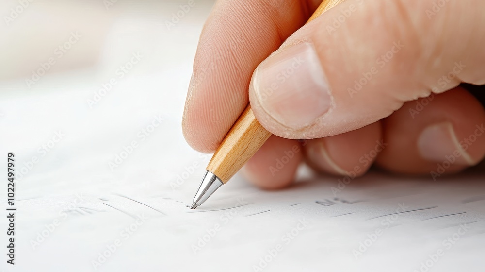 Close-Up Hand Writing with Pencil on Paper Close-Up Hand Writing with Pencil on Paper