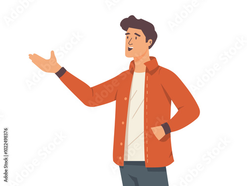 white background, Man controlling a gesture-based device, very simple and isolate in the style of animated illustrations, white background