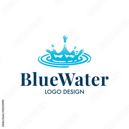 Blue water drop and splash logo design