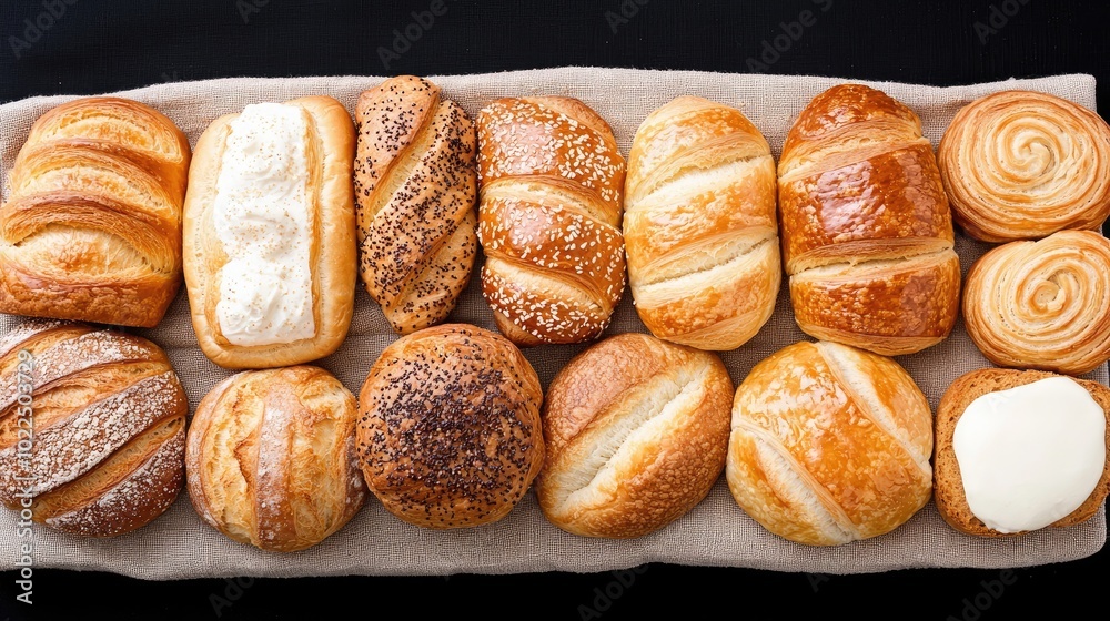 Freshly Baked Bread Selection on a Table Freshly Baked Bread Selection on a Table