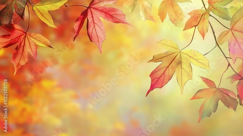 a colorful illustration of fall foliage, designed with a soft background to allow for additional text placement.