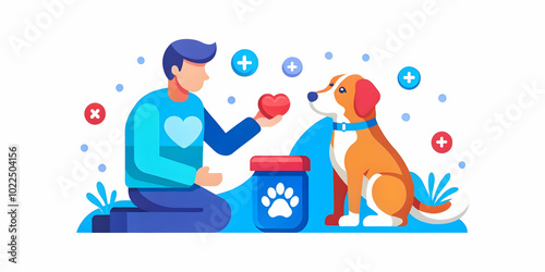 Soft Abstract Background of Pet Owner Administering Medication to Dog, Highlighting Love and Care in Pet Health Responsibility | Adobe Stock Photo Concept