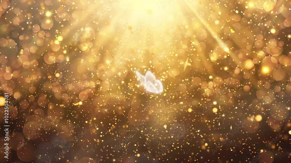 abstract gold glitter particles background seamless looping overlay 4k virtual video animation background