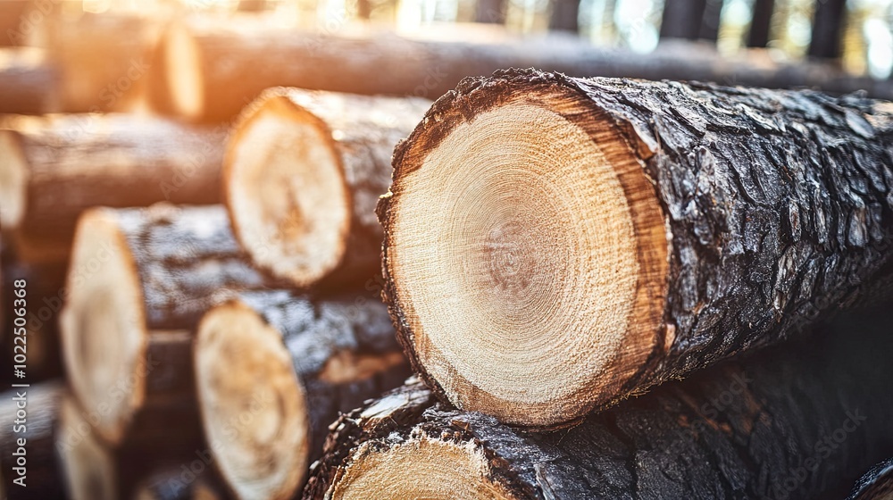 Stacked logs showcasing natural wood texture and grain. Stacked logs showcasing natural wood texture and grain.