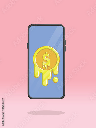 Smartphone Coin Melting Decreasing Monetary Value