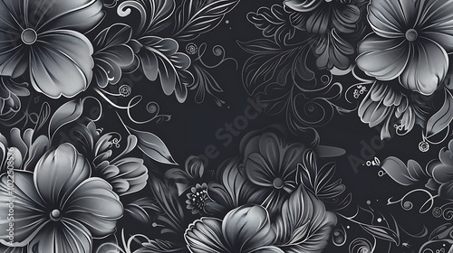 Wallpaper Mural A detailed black and gray tattoo art design featuring intricate floral patterns with delicate shading, creating a soft yet bold aesthetic. 8k UHD, suitable for high-quality printing or digital  Torontodigital.ca