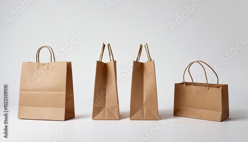 shopping bags are lined up against a white background9  photo