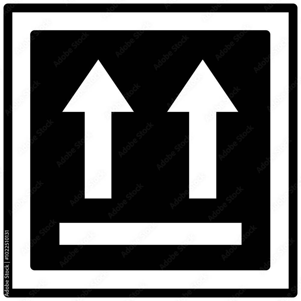 Cardboard Box Up Icon, Black And White Glyph Icon Symbol. Cardboard Box Up Icon, Black And White Glyph Icon Symbol.