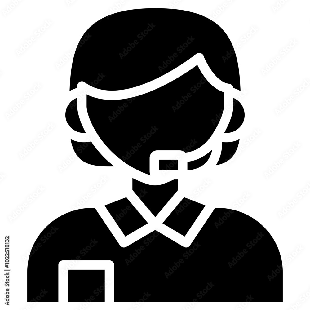 Customer Service Icon, Black And White Glyph Icon Symbol. Customer Service Icon, Black And White Glyph Icon Symbol.