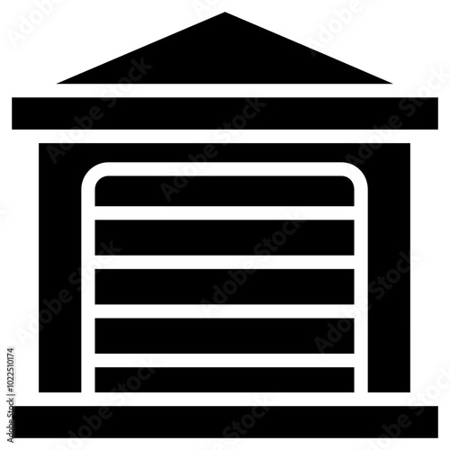 Storehouse Distribution Icon, Black And White Glyph Icon Symbol.