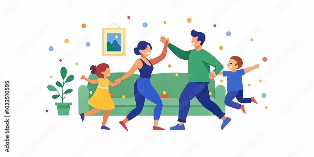 Soft Abstract Digital Art of Family Dancing in Living Room with Warm Bokeh Lighting - Energetic and Tender Scene Captured in Photo Stock Concept Soft Abstract Digital Art of Family Dancing in Living Room with Warm Bokeh Lighting - Energetic and Tender Scene Captured in Photo Stock Concept