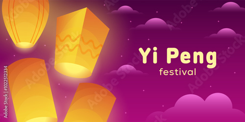 Quadro su tela yi peng festival horizontal banner illustration design