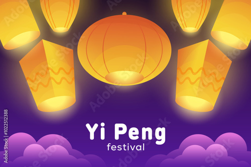 Quadro su tela yi peng festival background illustration in gradient style design
