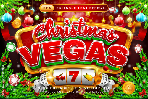 christmas vegas 3d text effect and editable text effect with christmas background