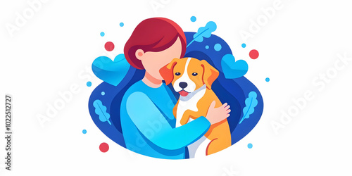 Soft Abstract Concept of Person and Dog Cuddling in Warm Hues - Healing Power of Pet Therapy Captured in Comforting Photo Stock Image