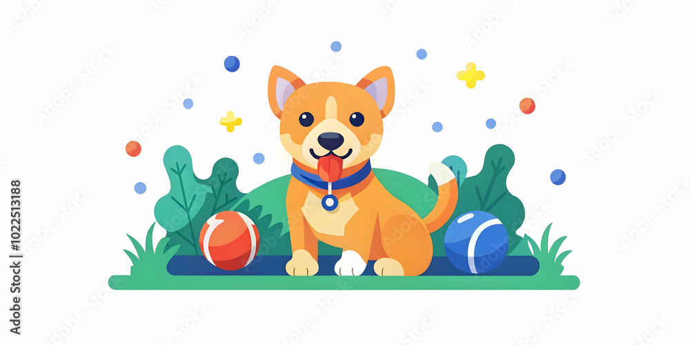 Glossy Background of Happy Dog Playing with Toy in Backyard � Ample Space for Text, Capturing Joy and Love Between Pets and Owners in Stock Photo Glossy Background of Happy Dog Playing with Toy in Backyard � Ample Space for Text, Capturing Joy and Love Between Pets and Owners in Stock Photo