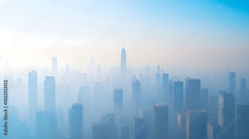 Dense Smog Hanging Over City Skyline Dense Smog Hanging Over City Skyline