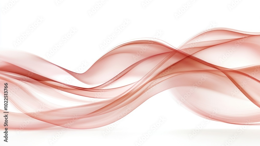 Abstract flowing waves in soft red tones on a white background. Abstract flowing waves in soft red tones on a white background.