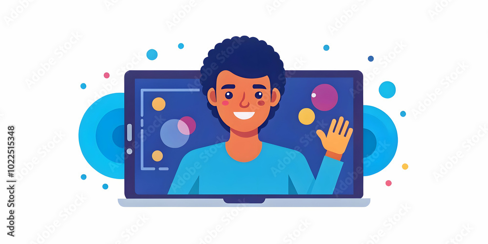 Happy person using a holographic touchpad with bokeh interface - A digital artwork capturing the joy of technology and working from home. Happy person using a holographic touchpad with bokeh interface - A digital artwork capturing the joy of technology and working from home.