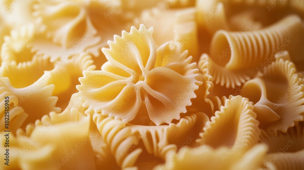 Close-up of various shapes of uncooked pasta, featuring intricate designs and textures. Perfect for culinary or cooking-themed projects. Close-up of various shapes of uncooked pasta, featuring intricate designs and textures. Perfect for culinary or cooking-themed projects.