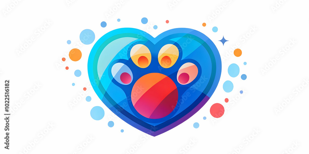 Plain Background with Glossy Paw Print Heart Design for Pet Care Ads - Clean & Simple Photography Concept Plain Background with Glossy Paw Print Heart Design for Pet Care Ads - Clean & Simple Photography Concept