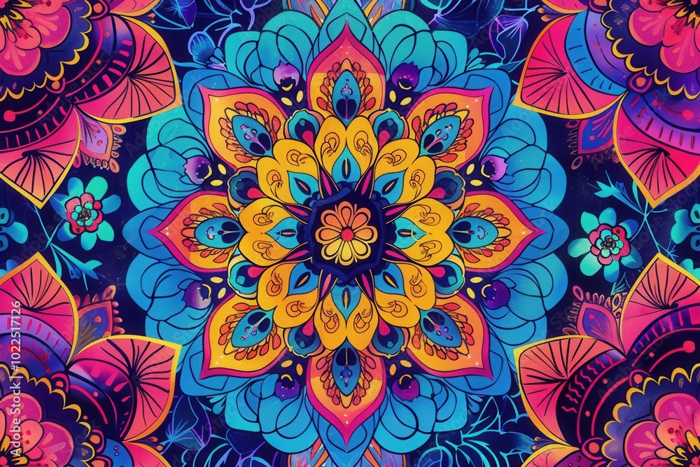 These floral mandalas showcase intricate patterns and vibrant colors, bringing a lively energy to any space with their stunning designs. Generative AI These floral mandalas showcase intricate patterns and vibrant colors, bringing a lively energy to any space with their stunning designs. Generative AI
