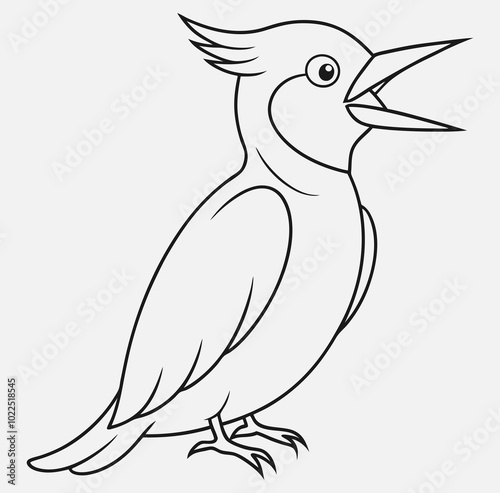 woodpecker-bird Roar line art Art & Illustration