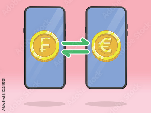 Smartphone Coin Money Exchange Franc Euro
