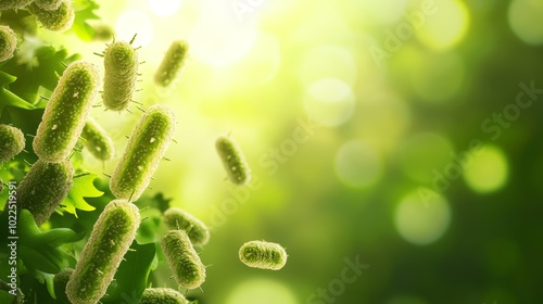 Invisible threat, microscopic view of airborne bacteria and viruses highlighting the importance of air quality hygiene